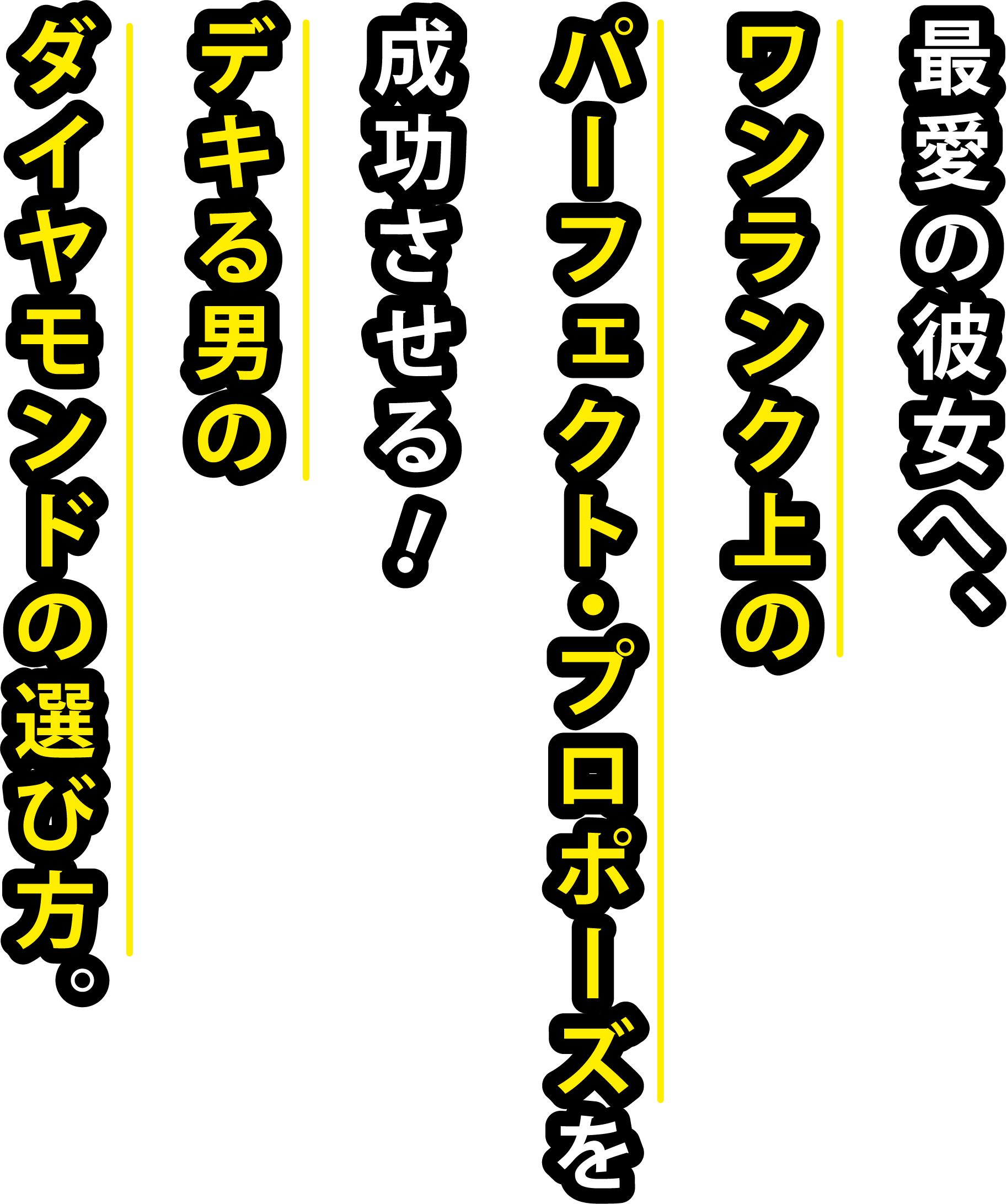 最愛の彼女へ、ワンランク上のパーフェクト・プロポーズを成功させる！デキる男のダイヤモンドの選び方。